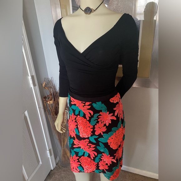 Greylin Dresses & Skirts - SOLD-Greylin Floral Sequin Skirt